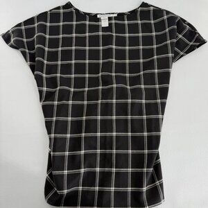 Pendleton Women’s M Virgin Wool Black Poncho Tie Pullover Windowpane NWT